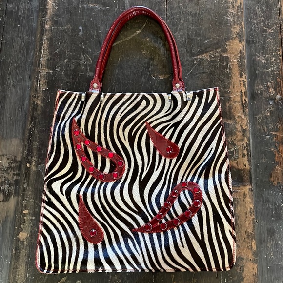 Handbags - Cecconi piero Italian leather handbag with zebra print Hand bag